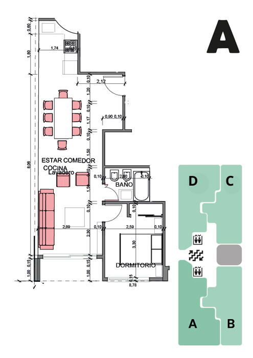planta tipo linea a d